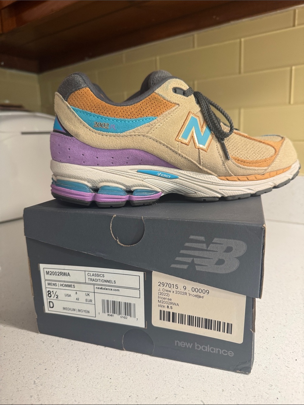 New Balance “Incense” Beige Blue Purple Tan Multicolor Running Sneaker